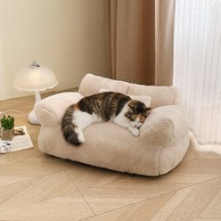 NonoPets Luxury Orthopedic Velvet Pet Throne High-Resiliency Deep-Dish Sofa Bed for Dogs & Cats with Integrated Bolster Support, Medium