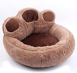 NonoPets Paw-Print Orthopedic Ultra-Plush High-Pile Lounger with Therapeutic Bolster Support Bed for Dog & Cats, Medium slide 2 of 3