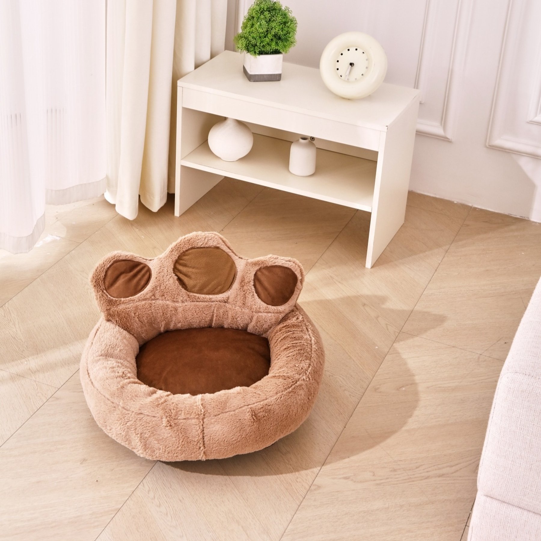 NonoPets Paw-Print Orthopedic Ultra-Plush High-Pile Lounger with Therapeutic Bolster Support Bed for Dog & Cats, Large