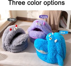 NonoPets Self-Warming Ultra-Plush High-Density PP Cotton Cat Cave Bed Enclosed Thermal Hideout, Blue, Large slide 2 of 2