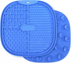 Pet Marvel TPR Soft Lick Mat with Multiple Suction Cups, 8.4 x 8.4-in, Blue