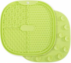 Pet Marvel TPR Soft Lick Mat with Multiple Suction Cups, 8.4 x 8.4-in, Green