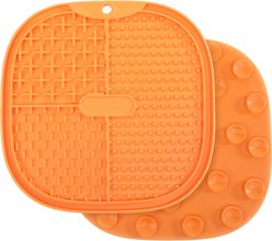 Pet Marvel TPR Soft Lick Mat with Multiple Suction Cups, 8.4 x 8.4-in, Orange slide 1 of 5