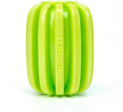 Pet Marvel Food-Grade TPR Tough Dog Treat Dispenser Toy, Green, Small