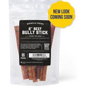 Bones & Chews Standard Bully Stick 6" Dog Treats (NEW LOOK COMING SOON), 6 count