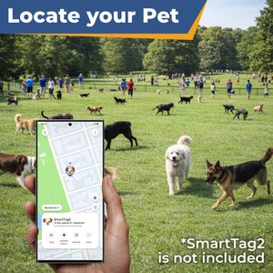 GoTags Samsung SmartTag2 Personalized Dog Collar Holder & ID GPS Tracker, Large, Black