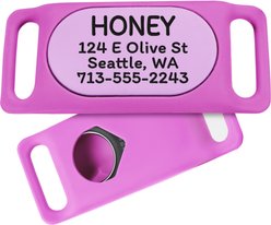 GoTags Samsung SmartTag2 Personalized Dog Collar Holder & ID GPS Tracker, Large, Pink