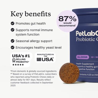 Show full view: PetLabCo. Probiotic Salmon Flavored Soft Chews for Dogs, 30 count slide 4 of 11