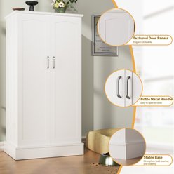 Saudism Freestanding Dog Food Storage Cabinet with Doors & Adjustable Shelves, White, 23.6 x 15.75 x 47-in slide 2 of 8