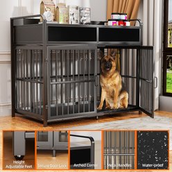 Saudism Indoor Heavy Duty Furniture Wood Cage Table Dog Crate with Drawers Storage, Black, Large: 40.5 x 23.6 x 35.4-in slide 2 of 8