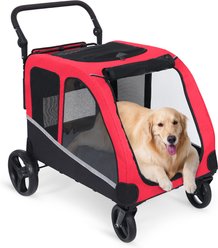 Saudism Foldable Design & Adjustable Handle Wagon Dog Stroller with Pocket, Large, Red slide 2 of 7
