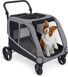 Saudism Foldable Design & Adjustable Handle Wagon Dog Stroller with Pocket, Large, Gray slide 2 of 7
