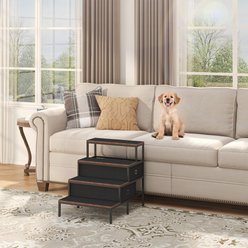 Saudism 360° & Adjustable Raised Feeder Elevated Platform Bunk Bed Dog Window Perch with Stair, Drawers & Cushion, Brown, Medium slide 2 of 8