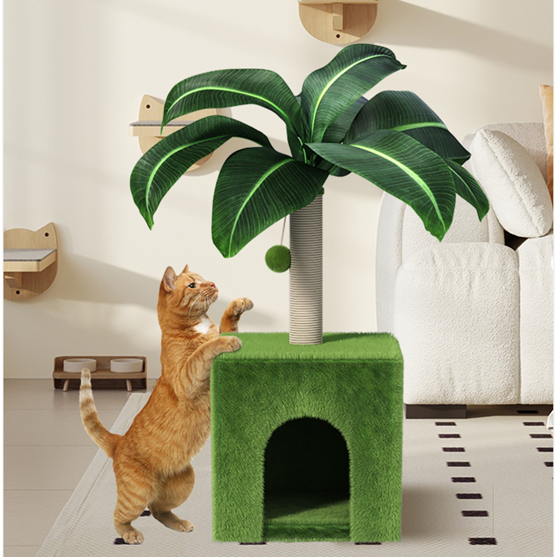DOPZER Palm Tree Condo House Cat Scratching Post