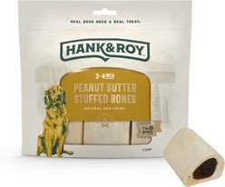 Hank and Roy All Natural Filling 3 to 4-in Peanut Butter Dog Bones, 3 count