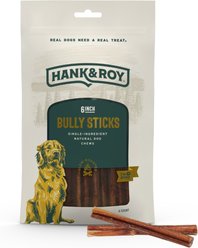 Hank and Roy All-Natural Bully Sticks 6-in Dog Chews, 6 count