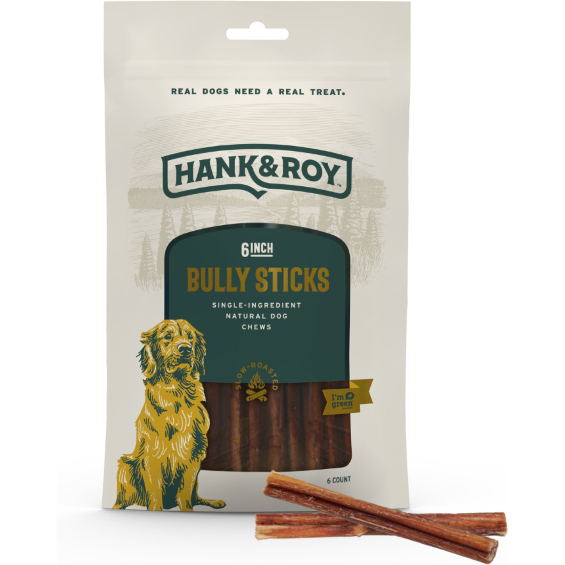 Hank and Roy All-Natural Bully Sticks 6-in Dog Chews, 6 count