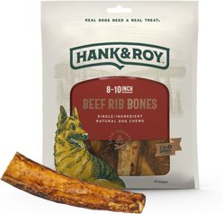 Hank and Roy Rich, Natural Flavor 8 to 10-in Beef Rib Dog Bones, 10 count