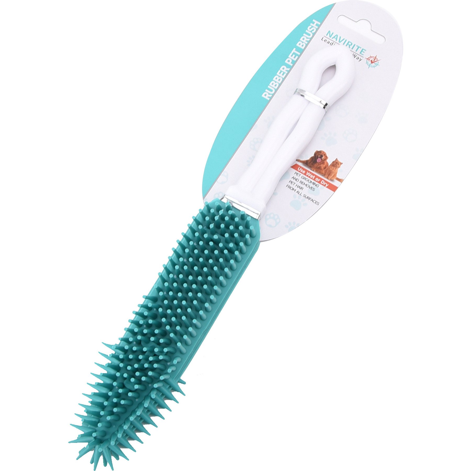 Navirite Rubber Pet Hairbrush, White