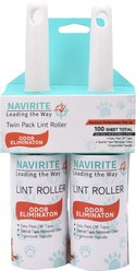 Navirite Twin Pack Odor Elimination Pet Lint Roller, White, Medium, 100 sheets