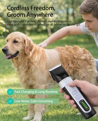 Fido Fave 35-Tooth Titanium-Ceramic Blade, 390W Motor, 1500mAh, LED Battery Display, 3 Speeds & 6 Guide Combs Dog Powerful Grooming Clipper, Black slide 2 of 6