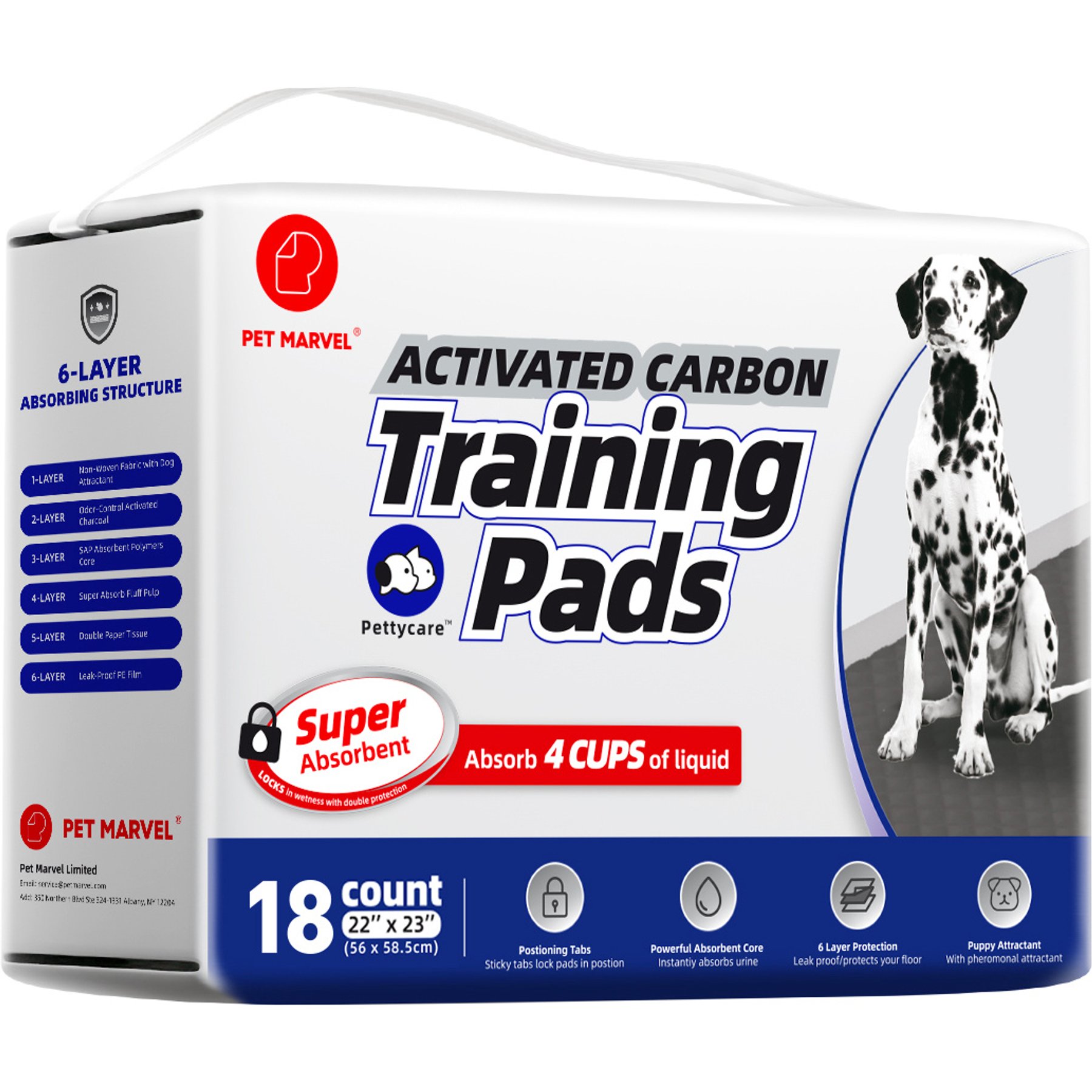 Pettycare Disposable Odor Control Charcoal Dog Training & Potty Pads, 28 x 34-in, 18 count