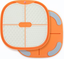 Pet Marvel Multi-functional Hard Lick Mat with Anti-slip Bottom, 8.4 x 8.4-in, Orange