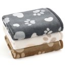 Bedsure Super Premium Fleece Dog Paw Pattern Thin Portable Throw Dog & Cat Blanket, 3 count, Medium: 30 x 40-in