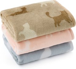 Bedsure Super Premium Fleece Cat Pattern Thin Portable Throw Dog & Cat Blanket, 3 count, X-Small: 23 x 16-in