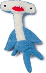 fabdog Mini Twisty Hammerhead Shark Squeaky Plush Dog Toy, Blue