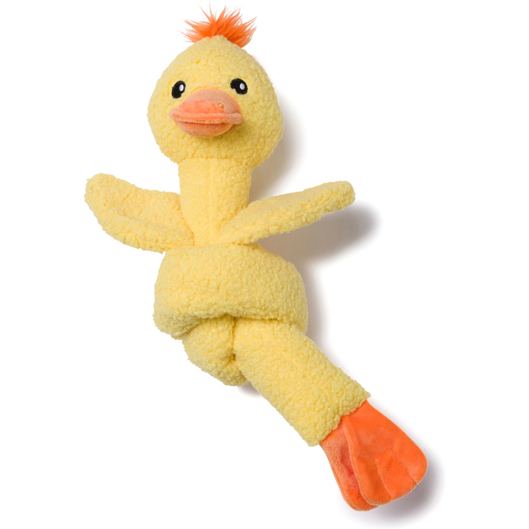 fabdog Mini Twisty Duck Squeaky Plush Dog Toy, Yellow