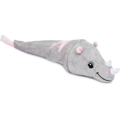 fabdog fabdog Flingy Rhino Squeaky Plush Dog Toy, Grey