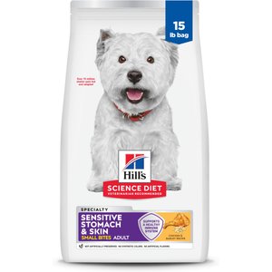 Hill's Science Diet Adult Sensitive Stomach & Sensitive Skin Small Bites Dry Dog Food, Chicken Recipe, 15-lb bag