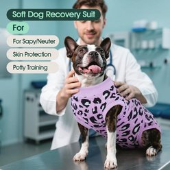Kuoser Professional Surgical Leopard Dog Recovery Suit, Purple, X-Large slide 2 of 7