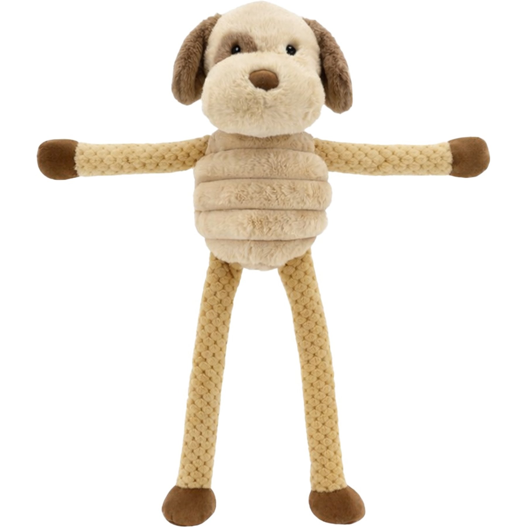 Linzy Toys Pullipop Pals Pup Squeaky Plush Dog Toy, Beige, 26-in
