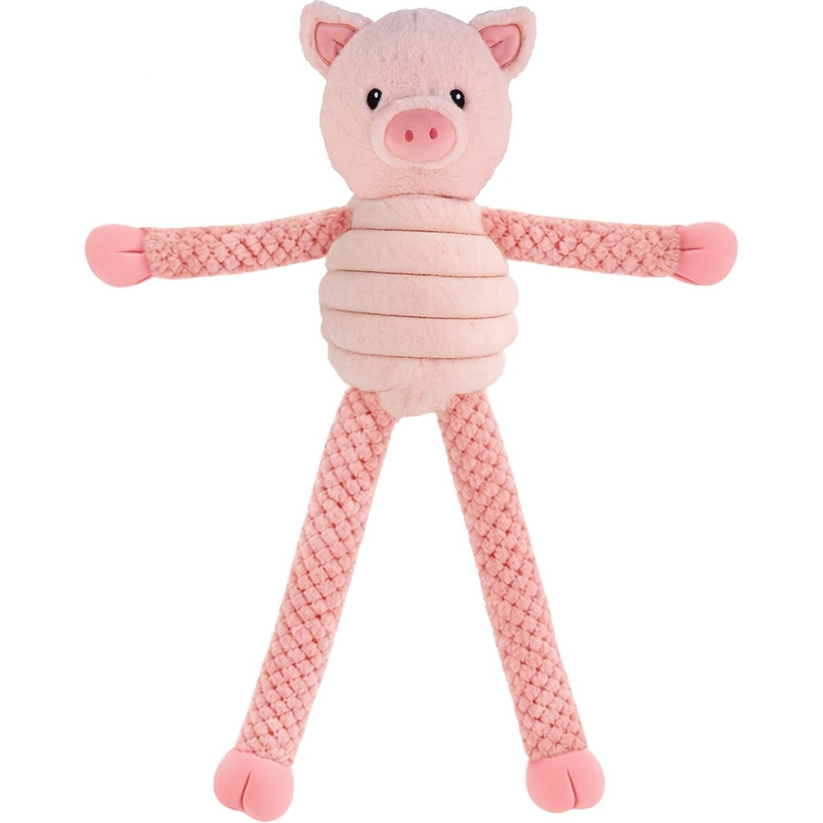 Linzy Toys Pullipop Pals Pig Squeaky Plush Dog Toy, Pink, 26-in
