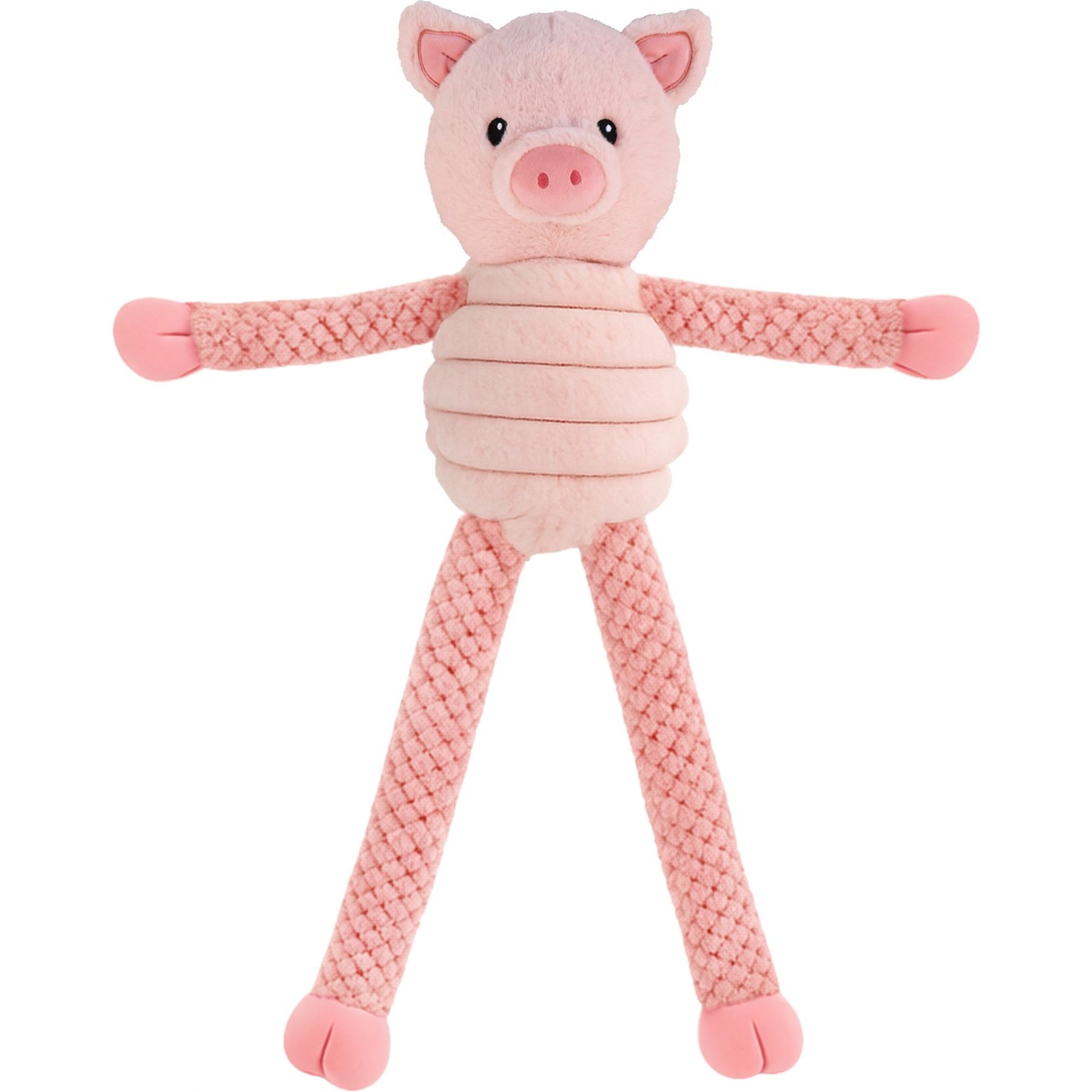 Linzy Toys Pullipop Pals Pig Squeaky Plush Dog Toy, Pink, 26-in