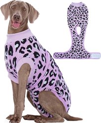Kuoser Professional Surgical Leopard Dog Recovery Suit, Purple, X-Large