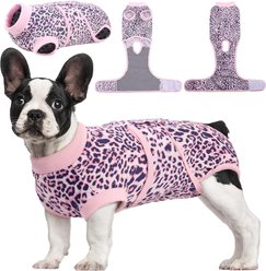 Kuoser Protective Leopard Dog Recovery Suit, Pink, X-Small