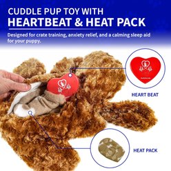 Pet Fit For Life Cuddle Pup Heart Beat Simulator Plush Dog Toy, Brown, Small slide 2 of 6