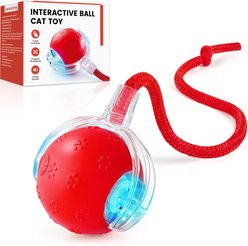 Potaroma Indoor Automatic Interactive 2026 Agile Moving Ball Cat Toy with Rope Tail, Red