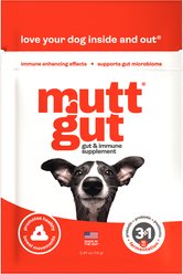Mutt Gut Organic 3 in 1 Pre, Pro & Postbiotic Supplement Powder Probiotics for Dogs, 14-g bag