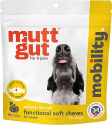 Mutt Gut Chews Mobility Pumpkin Flavored Supplement for Dogs, 60 count