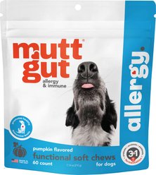 Mutt Gut Chews Allergy Pumpkin Flavored Supplement for Dogs, 60 count slide 1 of 2