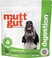 Mutt Gut Chews Digestive Pumpkin Flavored Supplement for Dogs, 60 count