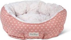 Fringe Studio Ditsy Block Dark Blush Round Cuddler Dog Bed, Small
