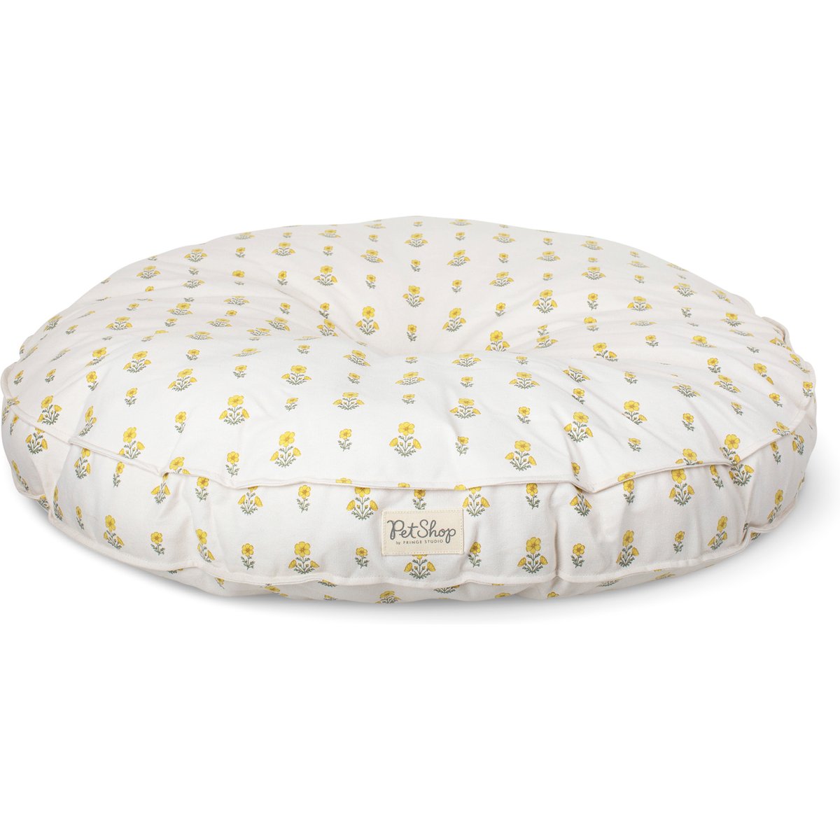 Fringe Studio Block Print Marigld Round Tufted Dog Bed, Large