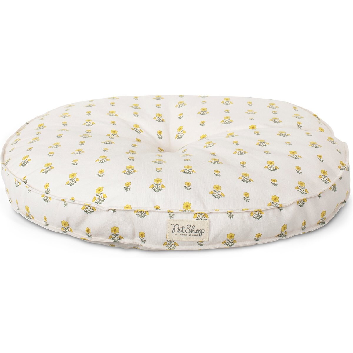 Fringe Studio Block Print Marigld Round Tufted Dog Bed, Medium