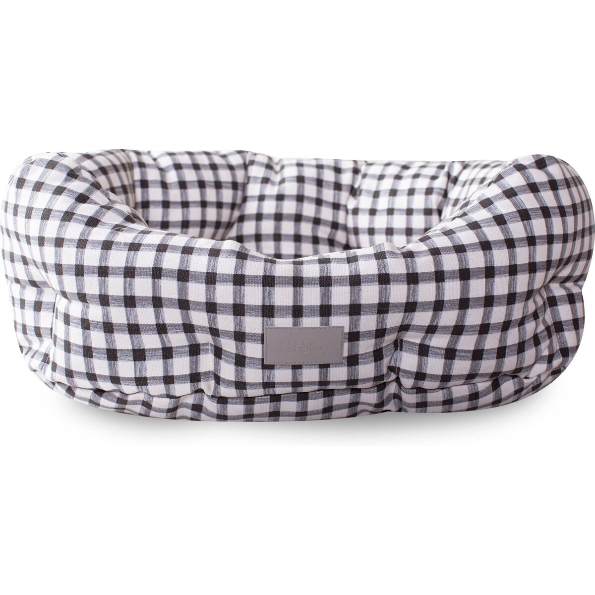 Fringe Studio Painted Gingham Round Cuddler Dog Bed, Small