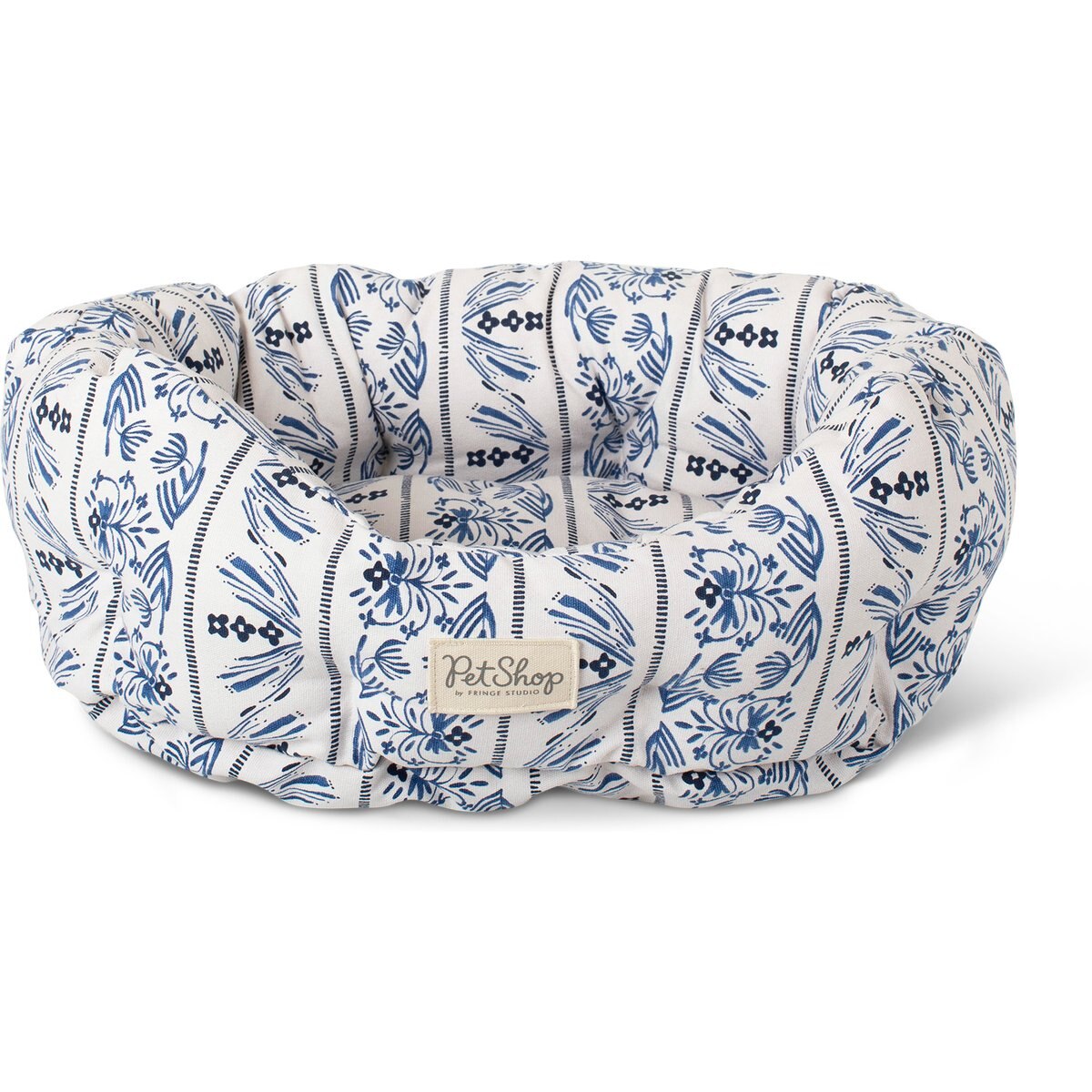 Fringe Studio Indigo Vine Round Cuddler Dog Bed, Small